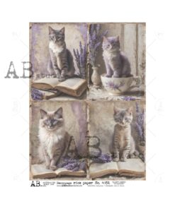 Hârtie de orez - Lavender&cat - 4 act - A4