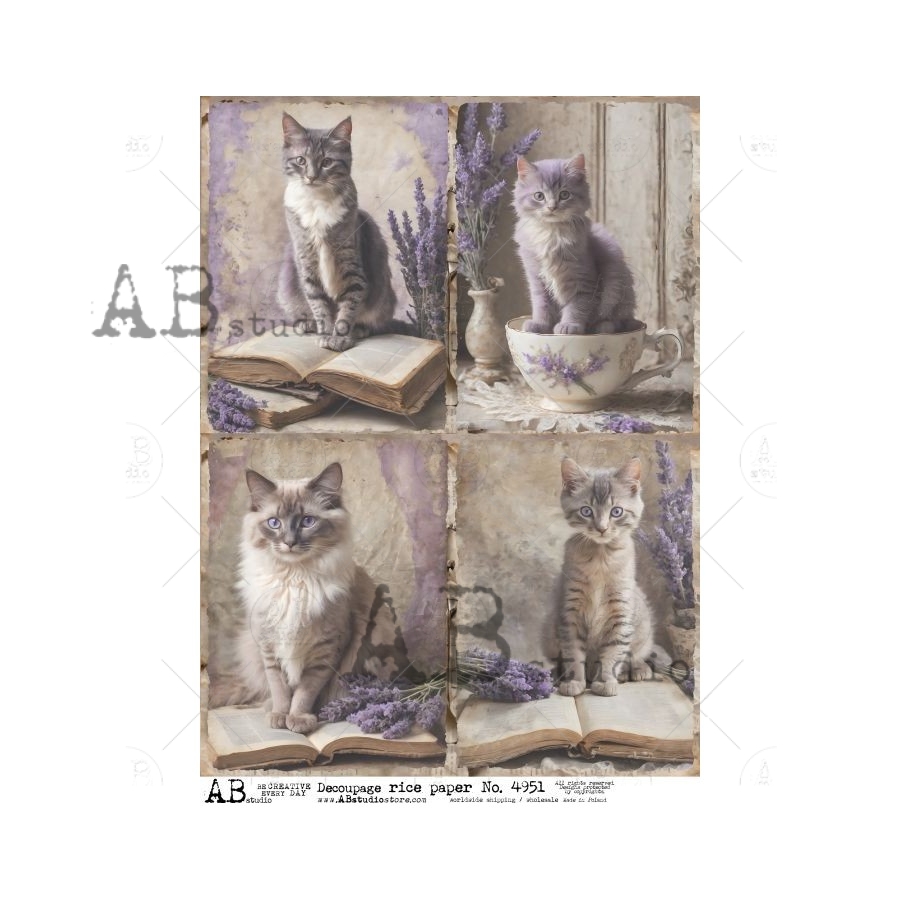 Hârtie de orez - Lavender&cat - 4 act - A4 1 Hârtie de orez - Lavender&cat - 4 act - A4