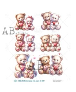 Hârtie de orez - Lovely bear love - A4
