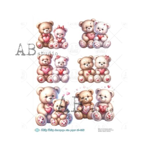 Hârtie de orez - Lovely bear love - A4 1