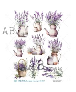 Hârtie de orez - Lush Lavender clipart - A4