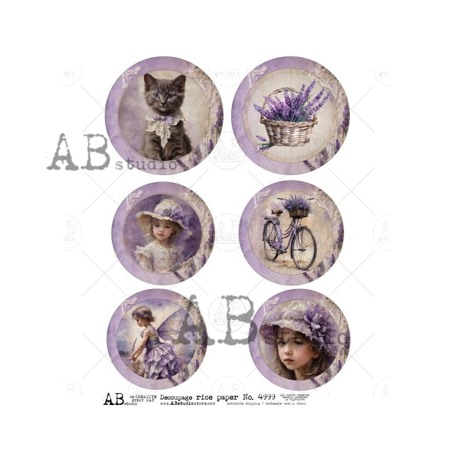 Hârtie de orez - Medallion Lavender - A4 1 Hârtie de orez - Medallion Lavender - A4