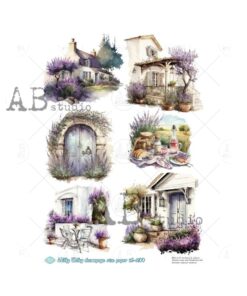 Hârtie de orez - Mini images lavender - A4