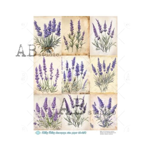Hârtie de orez - Mini theme lavender 2 - A4 1