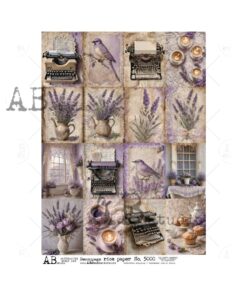 Hârtie de orez - Mini theme lavender 3 - A4