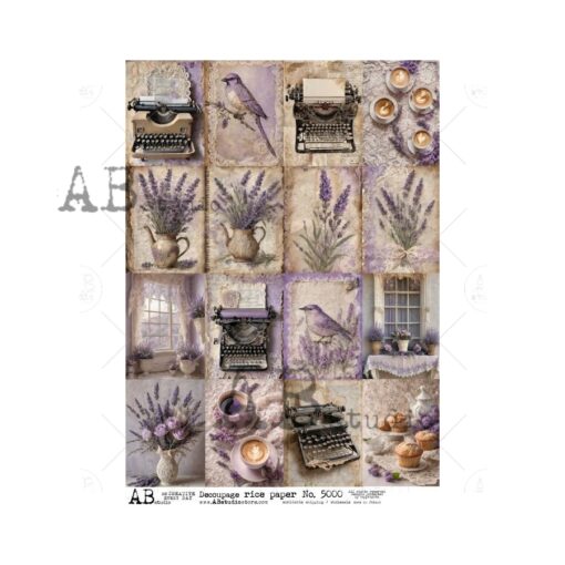 Hârtie de orez - Mini theme lavender 3 - A4 1