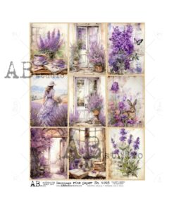 Hârtie de orez - Mini theme lavender 4 - A4