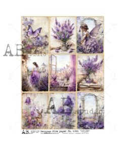 Hârtie de orez - Mini theme lavender 5 - A4