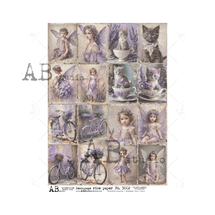 Hârtie de orez - Mini theme lavender - A4 1 Hârtie de orez - Mini theme lavender - A4