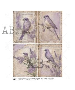 Hârtie de orez - Purple Birds 4 - A4