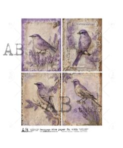 Hârtie de orez - Purple Birds - 4 - A4