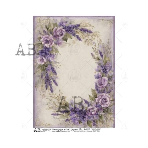 Hârtie de orez - Purple Flower Corner - A4 1