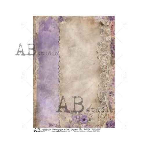 Hârtie de orez - Purple Flower Pattern - A4 1