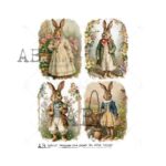 Hârtie de orez - Rabbits and Flowers - A4