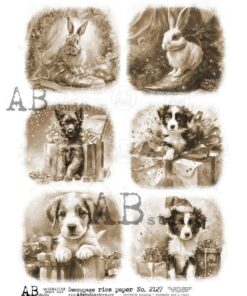 Hârtie de orez - Sepia Christmas - A4