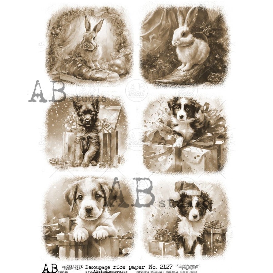 Hârtie de orez - Sepia Christmas - A4 1 Hârtie de orez - Sepia Christmas - A4