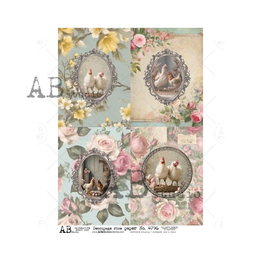 Hârtie de orez - Spring Easter Victorian - A4 1 Hârtie de orez - Spring Easter Victorian - A4