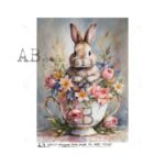 Hârtie de orez - Teacup bunny surprise - A4
