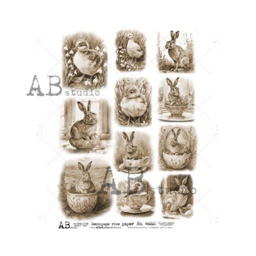 Hârtie de orez - The Easter Bunny vintage - A4 1
