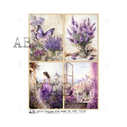 Hârtie de orez - Theme lavender - 4 - A4 1