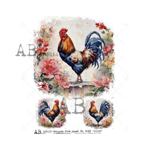 Hârtie de orez - There is a rooster - A4 1
