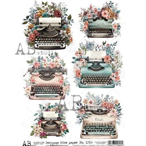 Hârtie de orez - Vintage Typewriter - A4 1