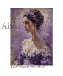 Hârtie de orez - Woman in Purple lavender 2 - A4