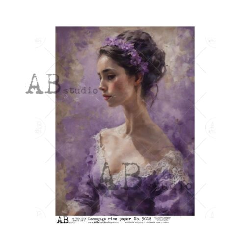 Hârtie de orez - Woman in Purple lavender 2 - A4 1