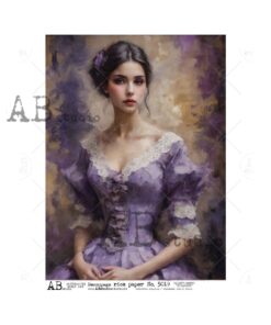 Hârtie de orez - Woman in Purple lavender - A4