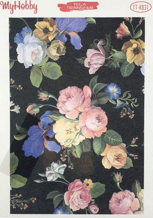 Hârtie transfer - decal - Flowers Wallpaper - 25x35 cm 1