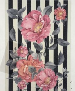 Hârtie transfer - decal - Stripes and Flowers - 25x35 cm