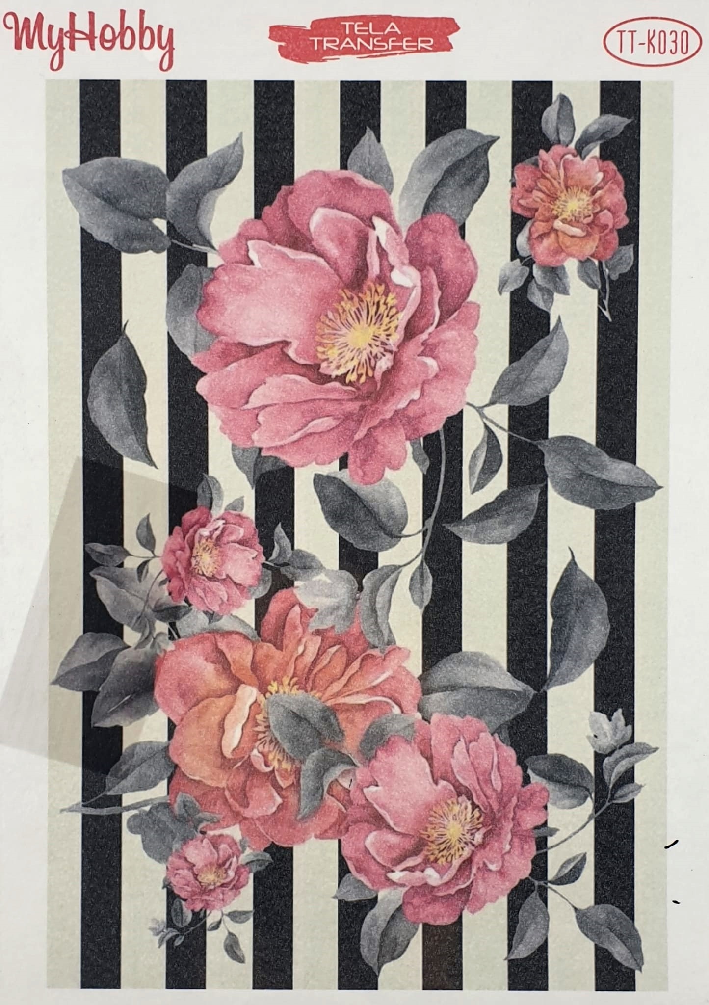 Hârtie transfer - decal - Stripes and Flowers - 25x35 cm 1 Hârtie transfer - decal - Stripes and Flowers - 25x35 cm