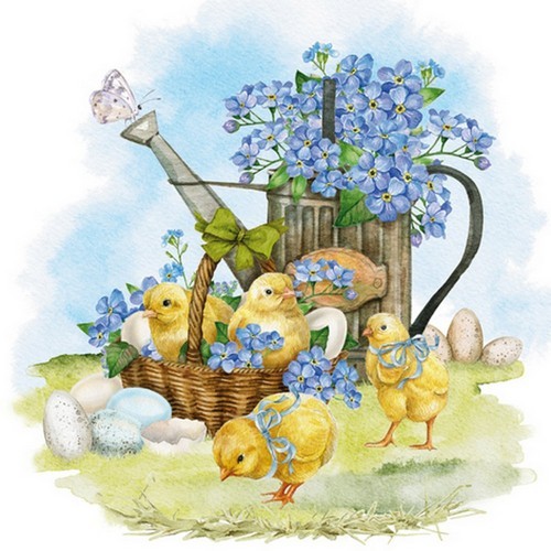Șervețel - Forget -Me-Not & Chicks - 33x33 cm 1 Șervețel - Forget -Me-Not & Chicks - 33x33 cm