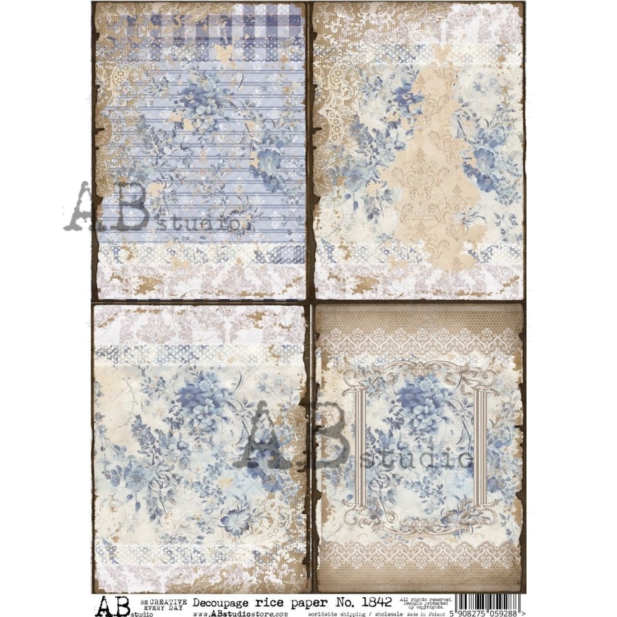Hârtie de orez - Blue Lace - A4 1 Hârtie de orez - Blue Lace - A4