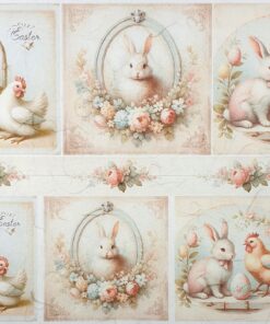 Hârtie de orez - Bunnies and Chicken - 32x45 cm