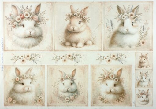 Hârtie de orez - Cute Bunnies - 32x45 cm 1