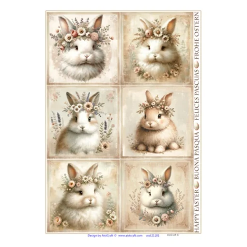 Hârtie de orez - Cute Bunnies - A4 1