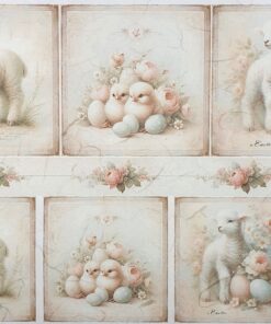 Hârtie de orez - Cute Lambs & Chickens - 32x45 cm