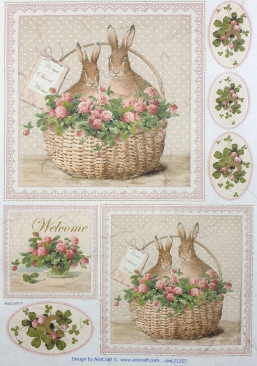 Hârtie de orez - Easter Bunnies 2 - A4 1
