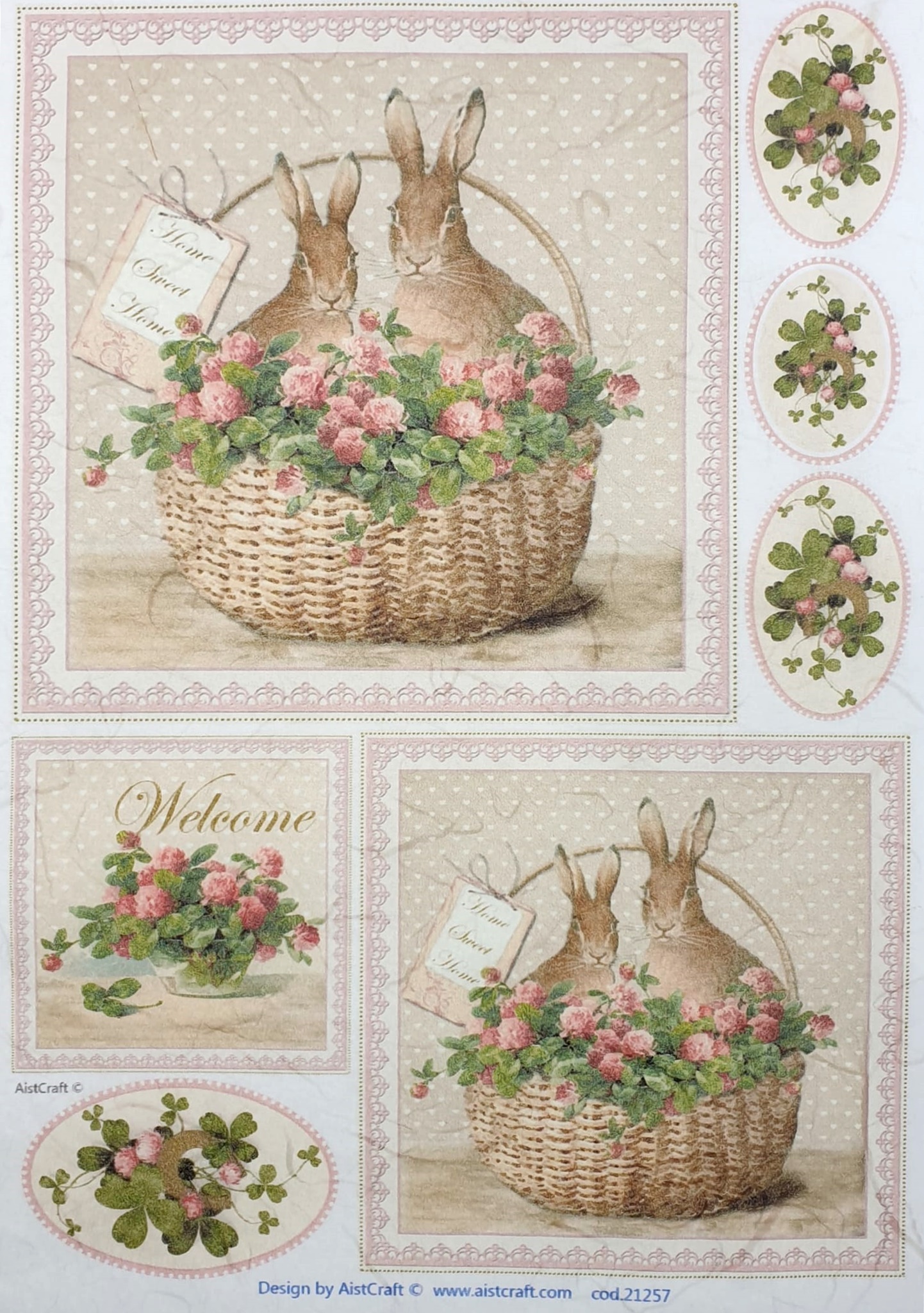 Hârtie de orez - Easter Bunnies 2 - A4 1 Hârtie de orez - Easter Bunnies 2 - A4