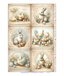 Hârtie de orez - Easter Chicken & Bunny - A4