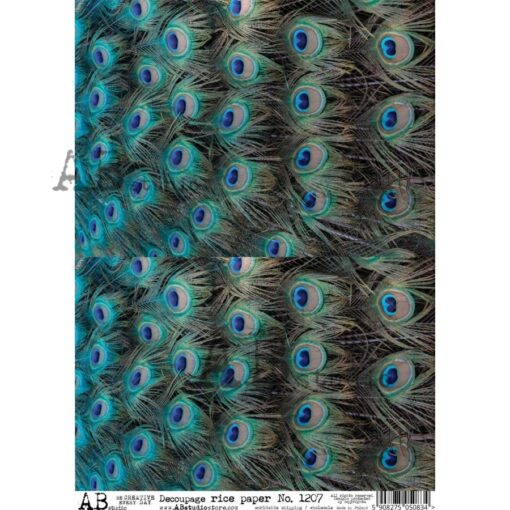 Hârtie de orez - Peacock feathers - A4 1