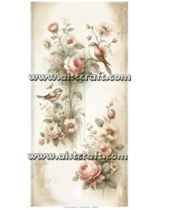 Hârtie de orez - Roses & Birds - 60x30 cm