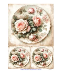 Hârtie de orez - Roses Shabby style - 32x45 cm