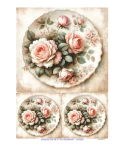 Hârtie de orez - Roses Shabby style - A4
