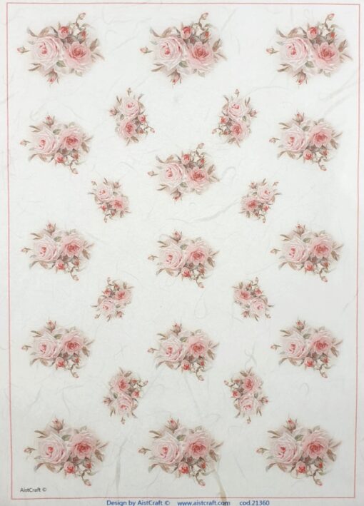 Hârtie de orez - Roses Wallpaper - A4 1