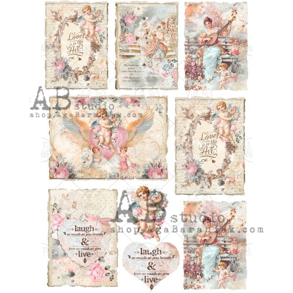 Hârtie de orez - Shabby Love - A4 1 Hârtie de orez - Shabby Love - A4