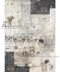 Hârtie de orez - Vintage Butterfly Postcards - A4