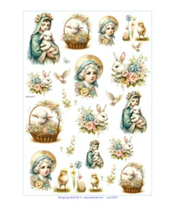 Hârtie de orez - Vintage Easter - A4