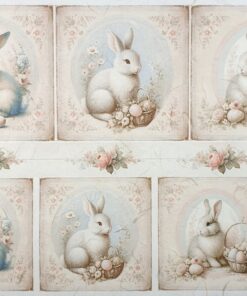Hârtie de orez – Bunnies Shabby style –32x45 cm